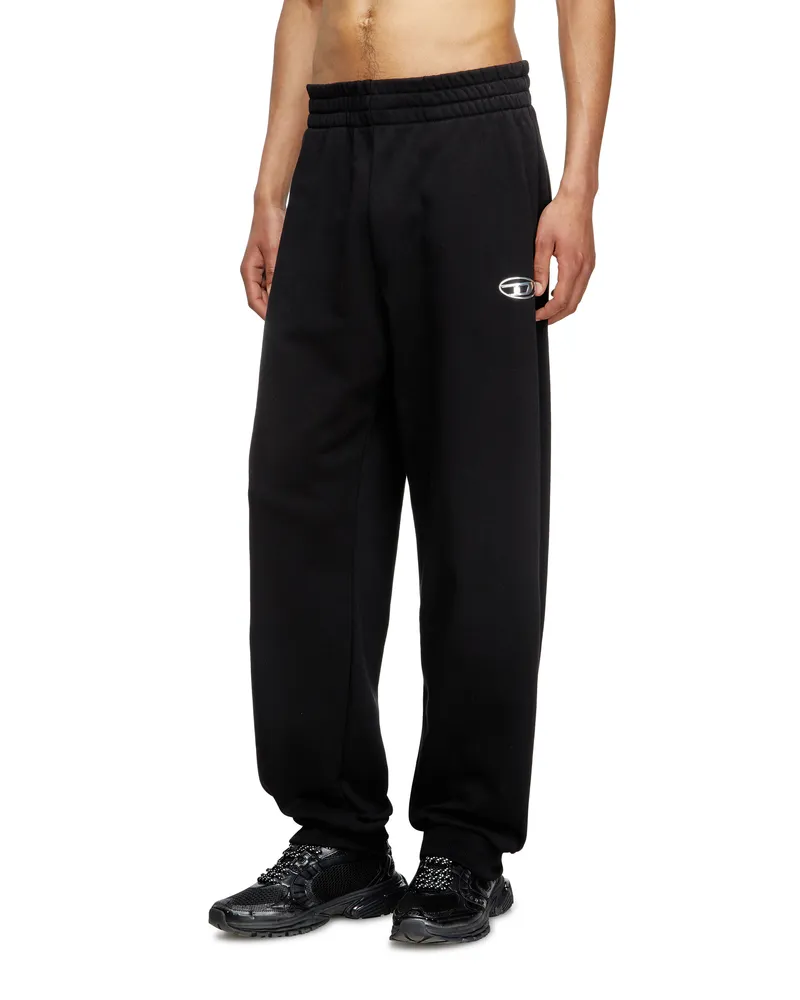 Diesel Sweathose mit Oval D-Logo mit Metall-Effekt - Hosen - Herren - Schwarz Schwarz