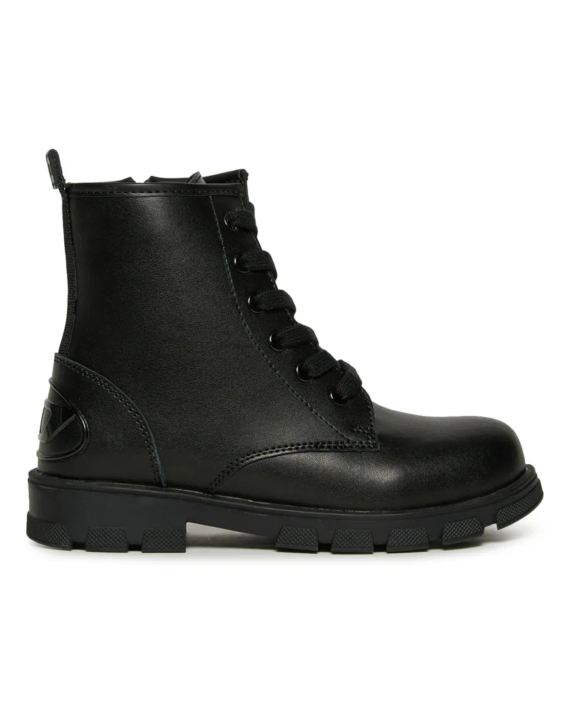 Diesel D-Hammer Lederstiefel mit seitlichem Reißverschluss - Schuhe - Unisex - Schwarz Schwarz