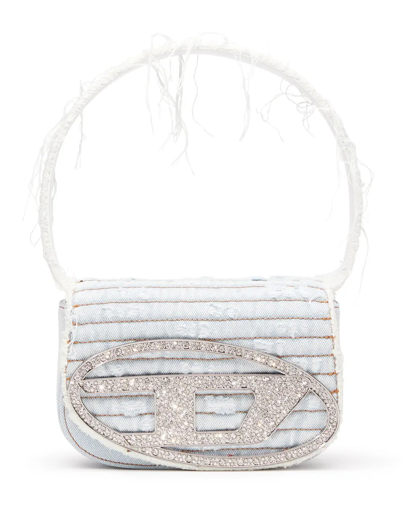 Diesel 1DR-Ikonische Schultertasche aus Denim und Leder - Schultertaschen - Damen - Blau Blau