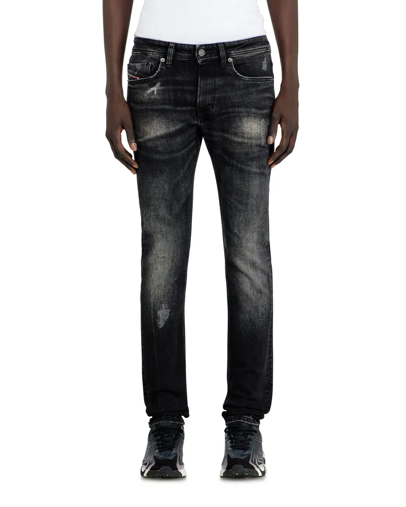 Diesel Skinny Jeans Low Waist 1979 Sleenker, Schwarz/Dunkelgrau, Reißverschluss Schwarz