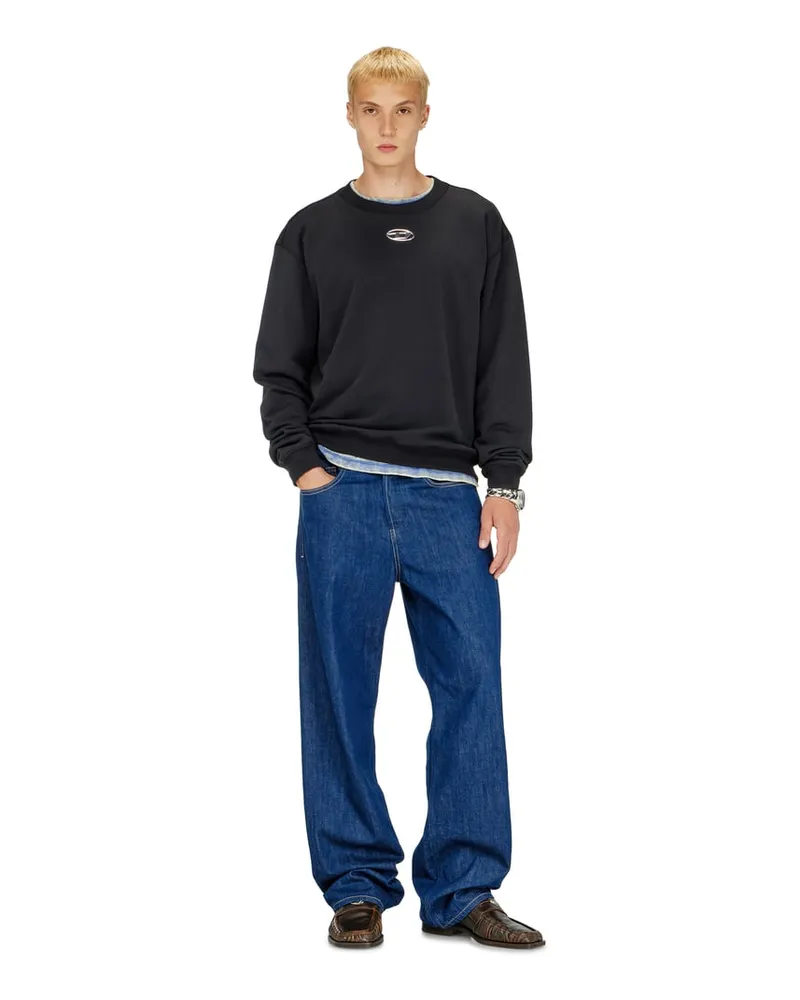 Diesel Normaler Hoodie mit metallischem Oval D - Sweatshirts - Herren - Schwarz Schwarz