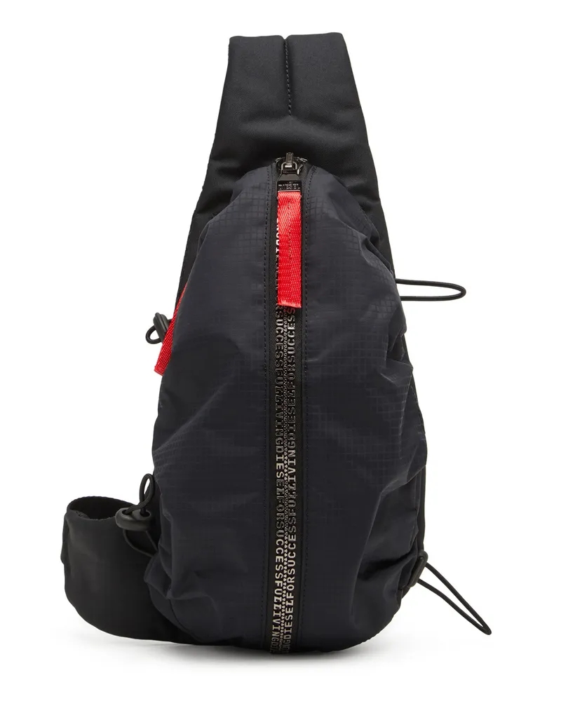Diesel Zip-D-Sling-Tasche aus kariertem Jacquard-Shell - Schultertaschen - Herren - Schwarz Schwarz