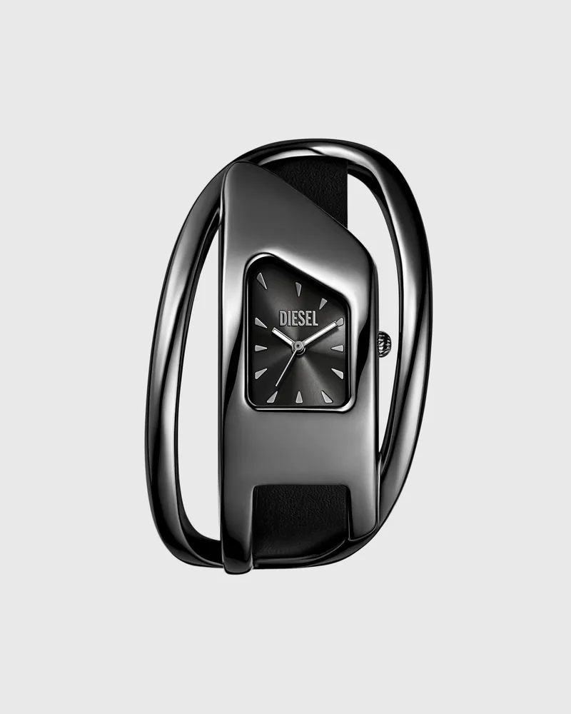 Diesel Wrap-D Schwarze Lederuhr - Uhren - Damen - Schwarz Schwarz