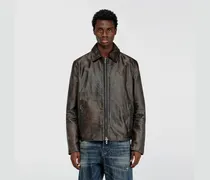 Coachjacke aus behandeltem Leder - Lederjacken - Herren - Braun