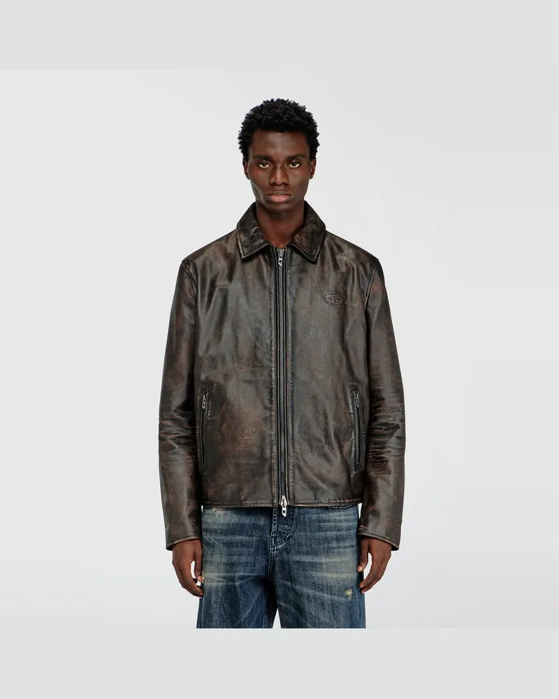 Diesel Coachjacke aus behandeltem Leder - Lederjacken - Herren - Braun Braun