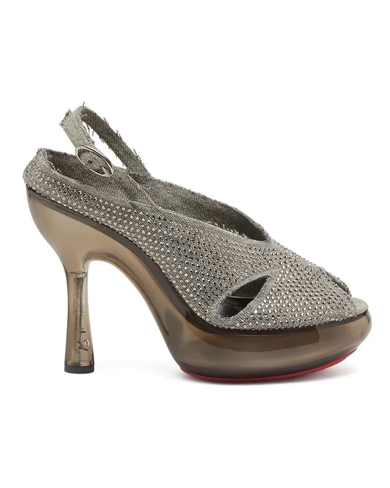 Diesel D-Lake-Sandaletten aus Kristalldenim und Plexiglas - Sandalen - Damen - Grau Grau