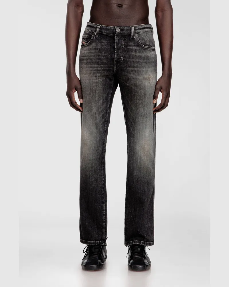 Diesel Slim Jeans Regular Waist 1993 D-Vyl, Schwarz/Dunkelgrau, Knopfverschluss Schwarz