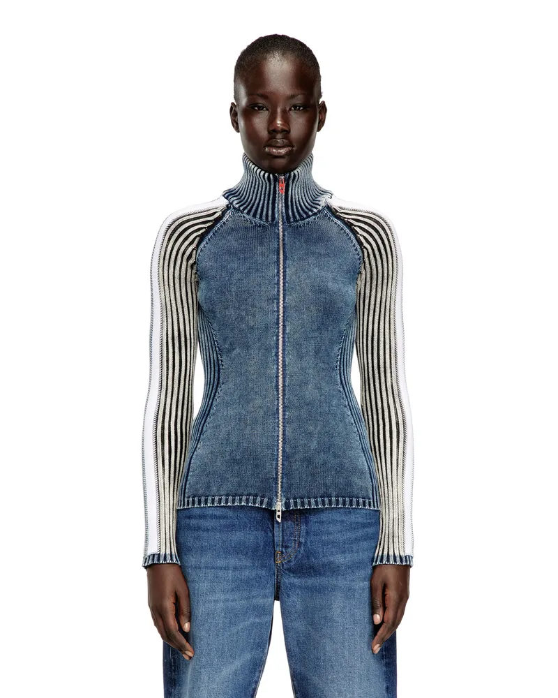 Diesel Reißverschluss-Cardigan mit sportlichen Streifen - Strickwaren - Damen - Bunt Bunt