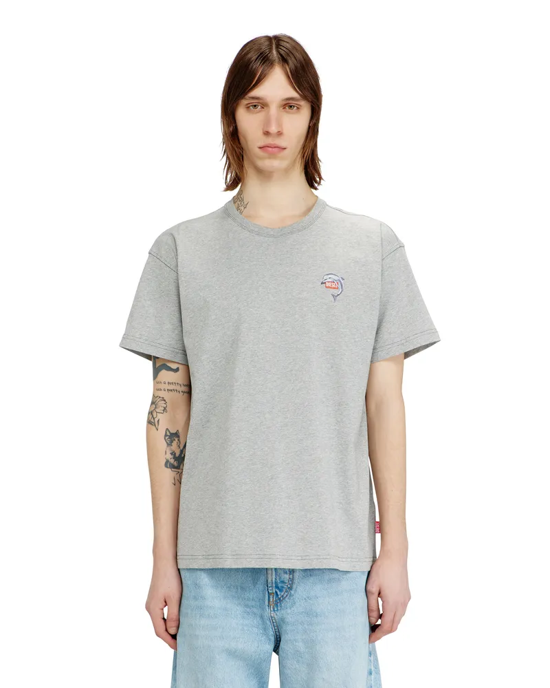Diesel T-Shirt mit Delfin- und Logo-Print - T-Shirts - Herren - Grau Grau