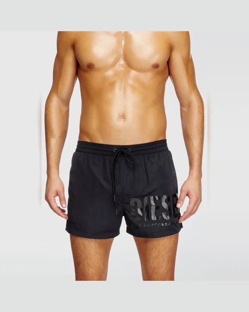 Diesel Mittellange Badeshorts mit Logo-Print - Badeshorts - Herren - Schwarz Schwarz
