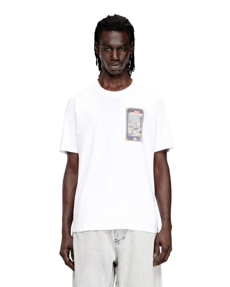 Diesel Reguläres Baumwoll-T-Shirt mit Digitaldruck - T-Shirts - Herren - Weiss Weiss