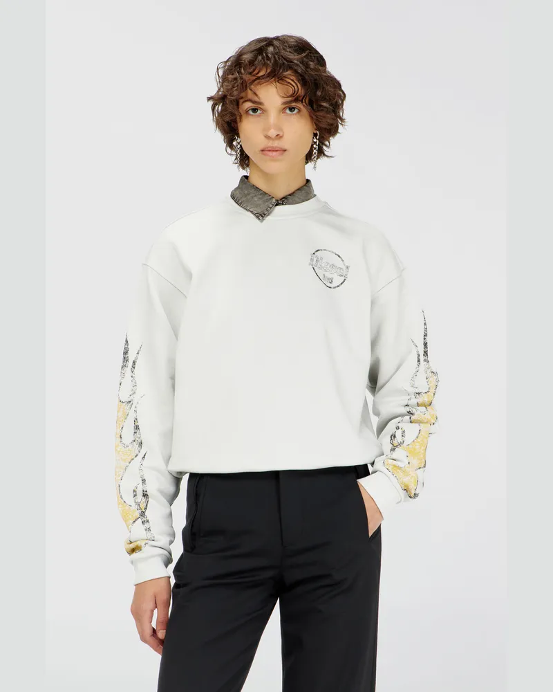 Diesel Sweatshirt mit Kordelzugsaum und crack print - Sweatshirts - Damen - Weiss Weiss