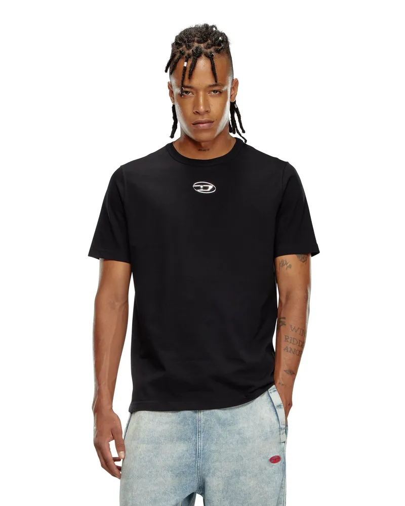 Diesel T-Shirt mit metallischem Oval D - T-Shirts - Herren - Schwarz Schwarz