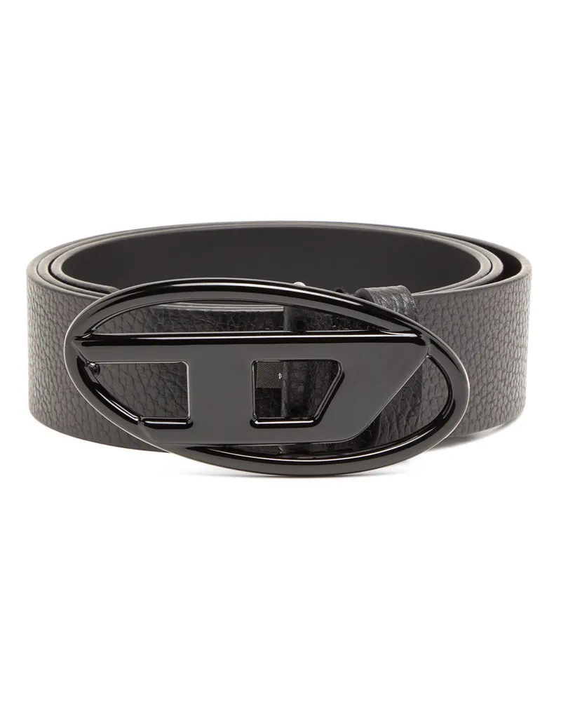 Diesel 4cm Gürtel aus Leder mit matter Oval D-Schnalle - Gürtel - Unisex - Schwarz Schwarz