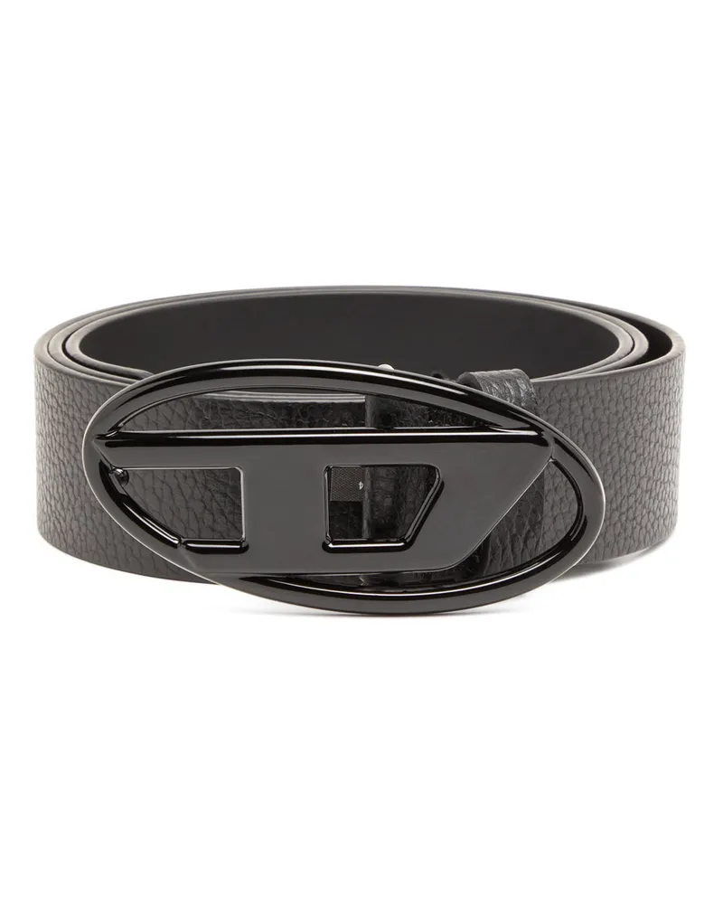 Diesel 4cm Gürtel aus Leder mit matter Oval D-Schnalle - Gürtel - Unisex - Schwarz Schwarz