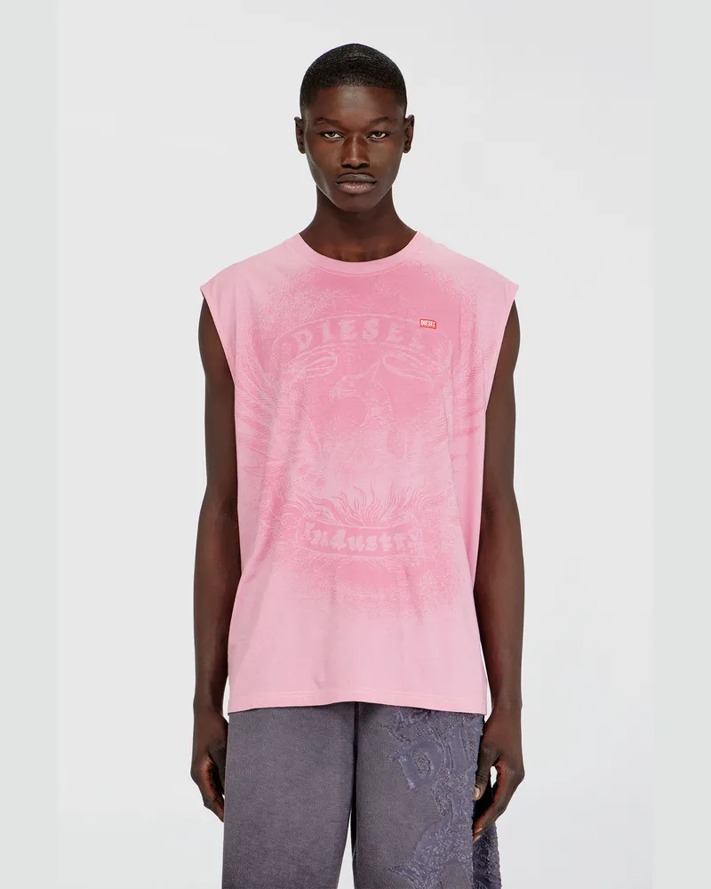Diesel Ärmelloses Top aus Baumwolle mit tonaler Grafik - T-Shirts - Herren - Rosa Rosa