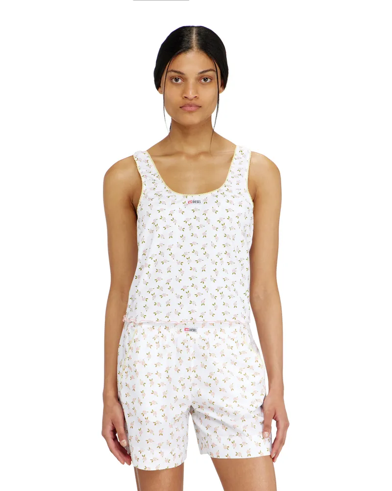 Diesel Stretch-Baumwolltop mit Blumenprint - Oberteile - Damen - Weiss Weiss