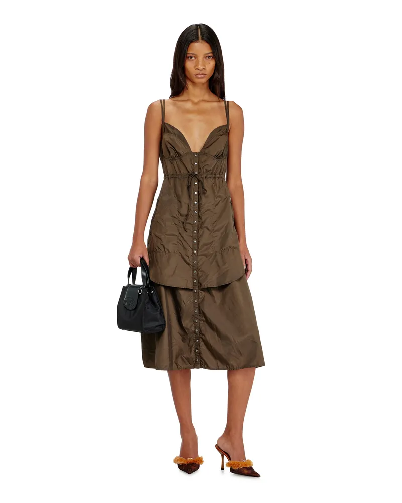 Diesel Leichtes Nylonkleid mit Lagen-Design - Kleider - Damen - Braun Braun