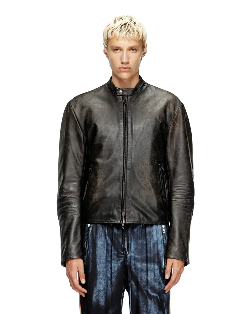 Diesel Vielgetragene Bikerjacke aus Leder - Lederjacken - Herren - Braun Braun
