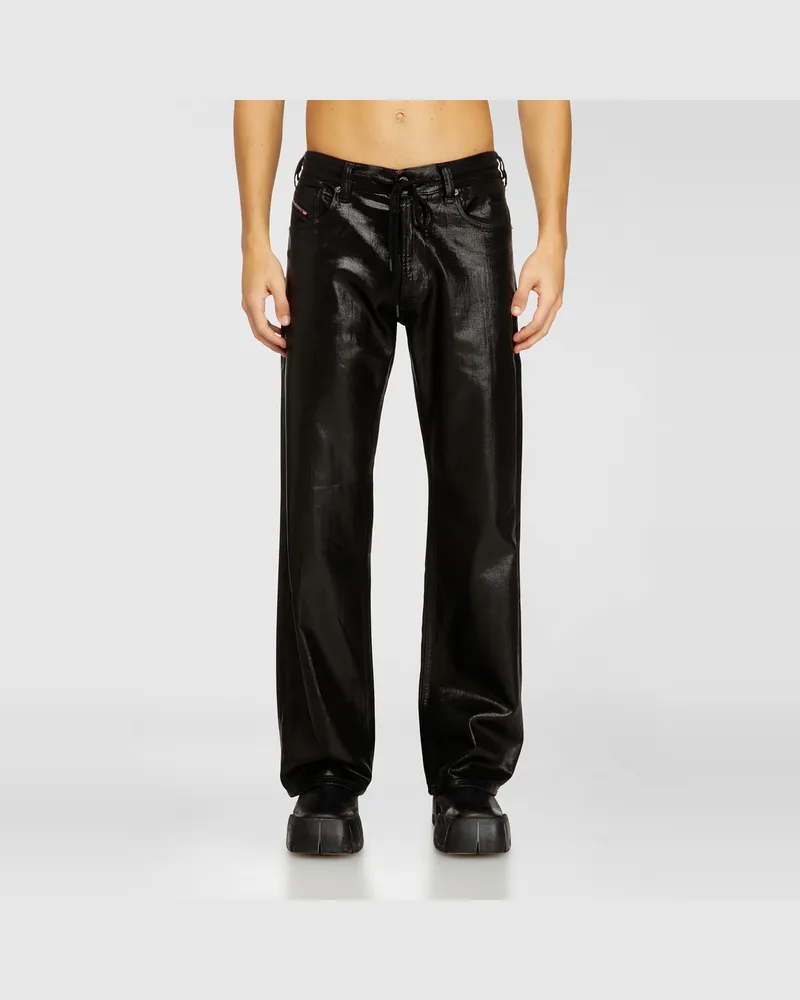 Diesel Relaxed Regular Waist 2080 D-Reel Joggjeans, Schwarz/Dunkelgrau, Reißverschluss Schwarz