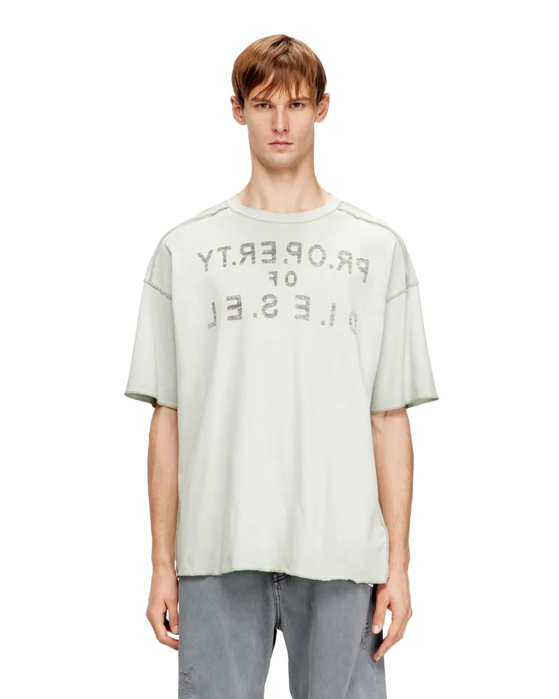Diesel Entspanntes Baumwoll-T-Shirt mit Print vorne und hinten - T-Shirts - Herren - Grau Grau