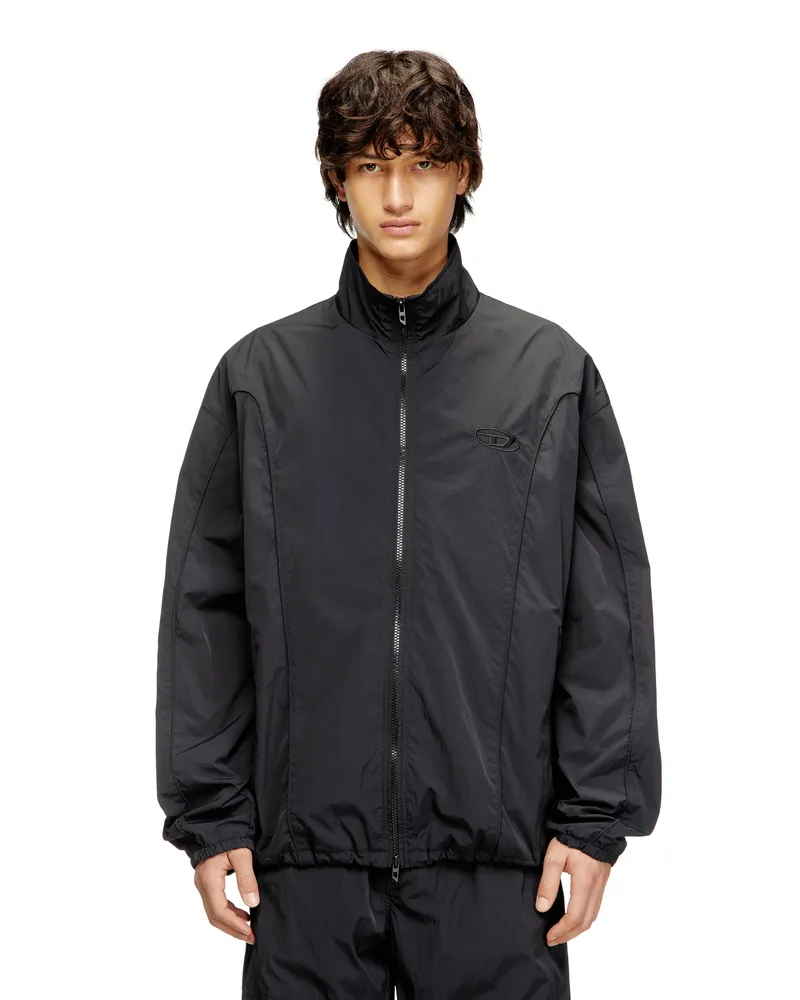 Diesel Jacke aus geknittertem Nylon mit Paspeln - Jacken - Herren - Schwarz Schwarz