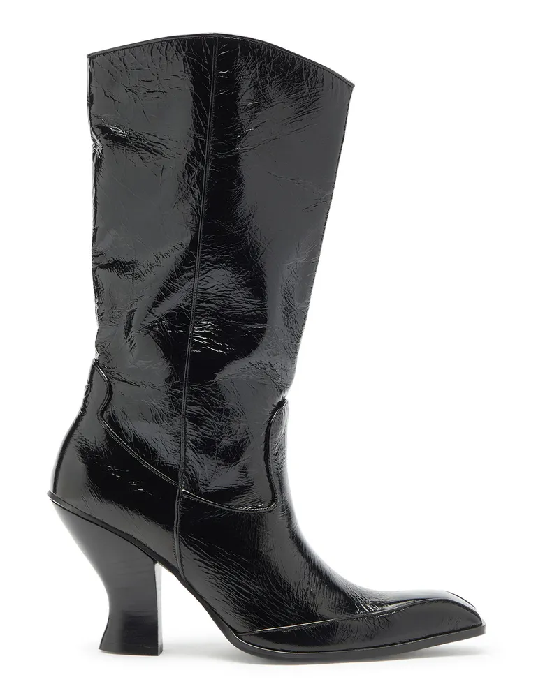 Diesel D-Luffy - kniehohe Stiefel aus Lackleder - Stiefel - Damen - Schwarz Schwarz