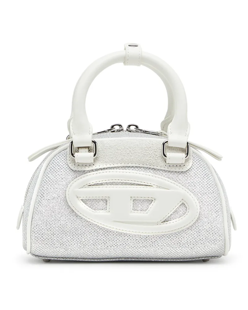 Diesel 1DR Dome-Kleine-Bowling-Tasche aus Lurexstoff - Schultertaschen - Damen - Weiss Weiss