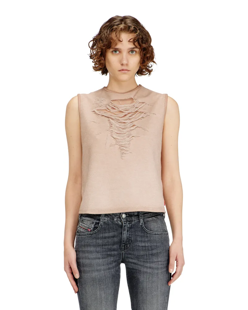 Diesel Ärmelloses Oberteil mit Dévoré-Fäden - T-Shirts - Damen - Rosa Rosa