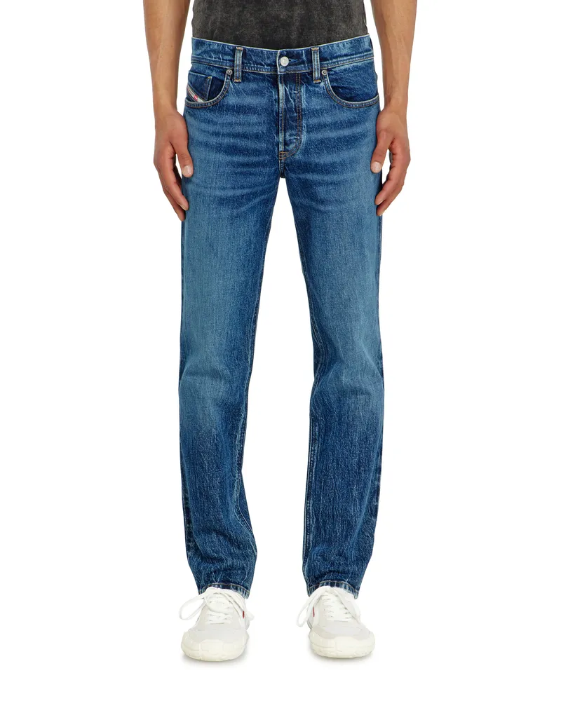 Diesel Regular Jeans Regular Waist 2023 D-Finitive, Dunkelblau, Knopfverschluss Blau
