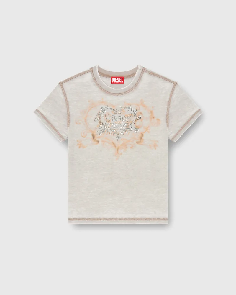 Diesel Jersey-T-Shirt mit Strasssteinen und burnout effect - T-Shirts - Damen - Grau Grau