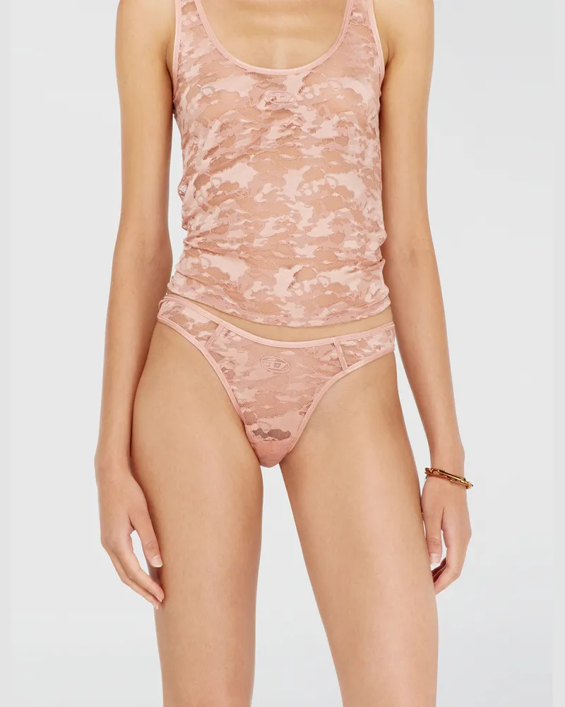 Diesel Thong aus Nylon-Spitze mit Oval D - Strings - Damen - Rosa Rosa