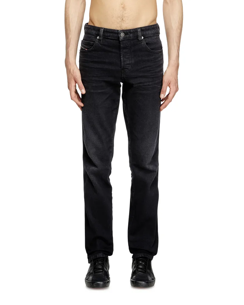 Diesel Slim Jeans Regular Waist 1993 D-Vyl, Schwarz/Dunkelgrau, Knopfverschluss Schwarz
