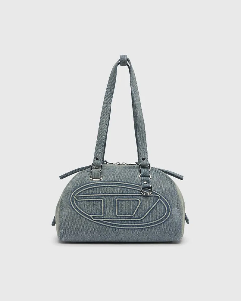 Diesel 1DR Dome-Schultertasche aus Denim mit Oval D Logo - Schultertaschen - Unisex - Blau Blau