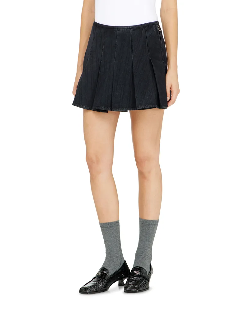 Diesel Faltenrock-Shorts aus Nadelstreifen-Denim - Kurze Hosen - Damen - Schwarz Schwarz