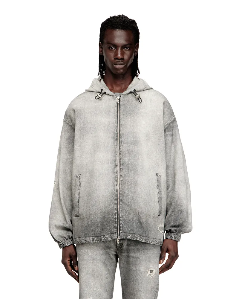 Diesel Kapuzenjacke aus Trompe-l'oeil-JoggJeans - Denim jacken - Herren - Grau Grau
