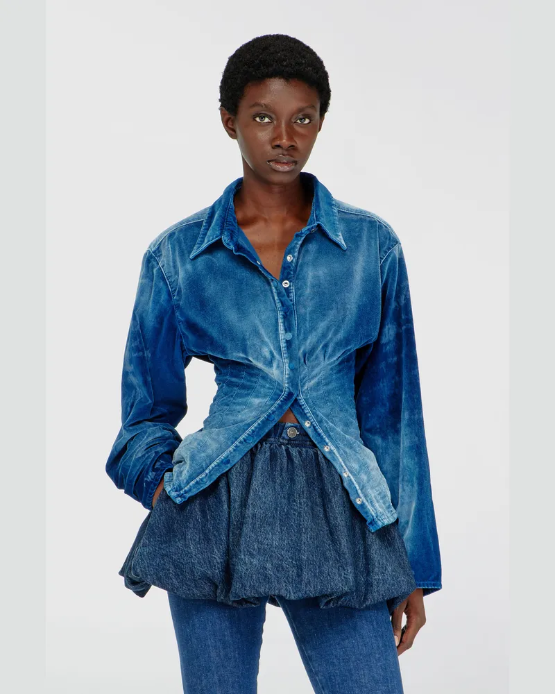 Diesel Hemd aus Samt-Denim - Denimhemden - Damen - Blau Blau