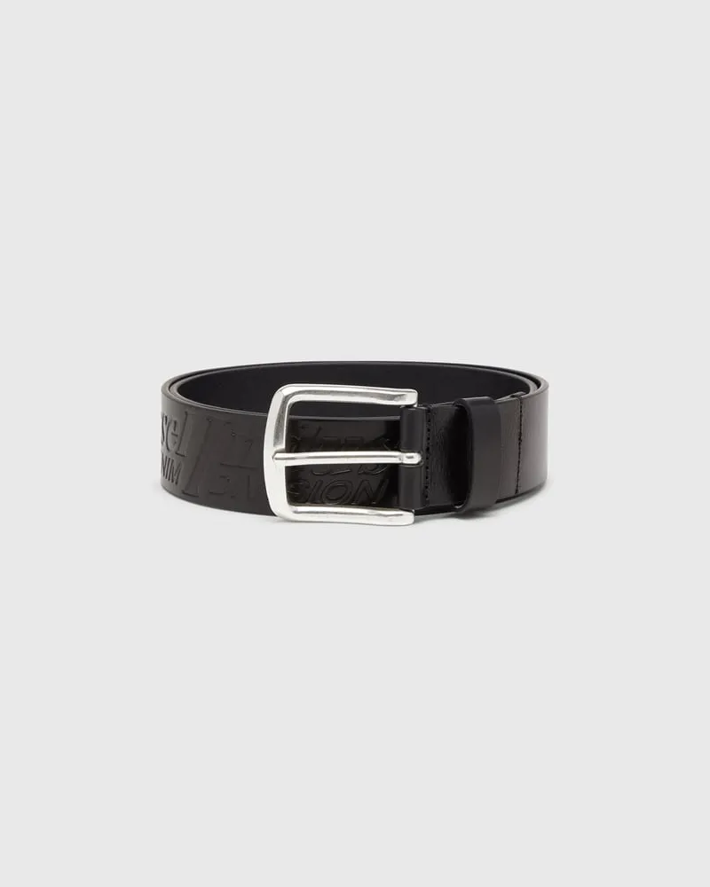 Diesel 4 cm Ledergürtel mit eingeprägtem Logo - Gürtel - Herren - Schwarz Schwarz