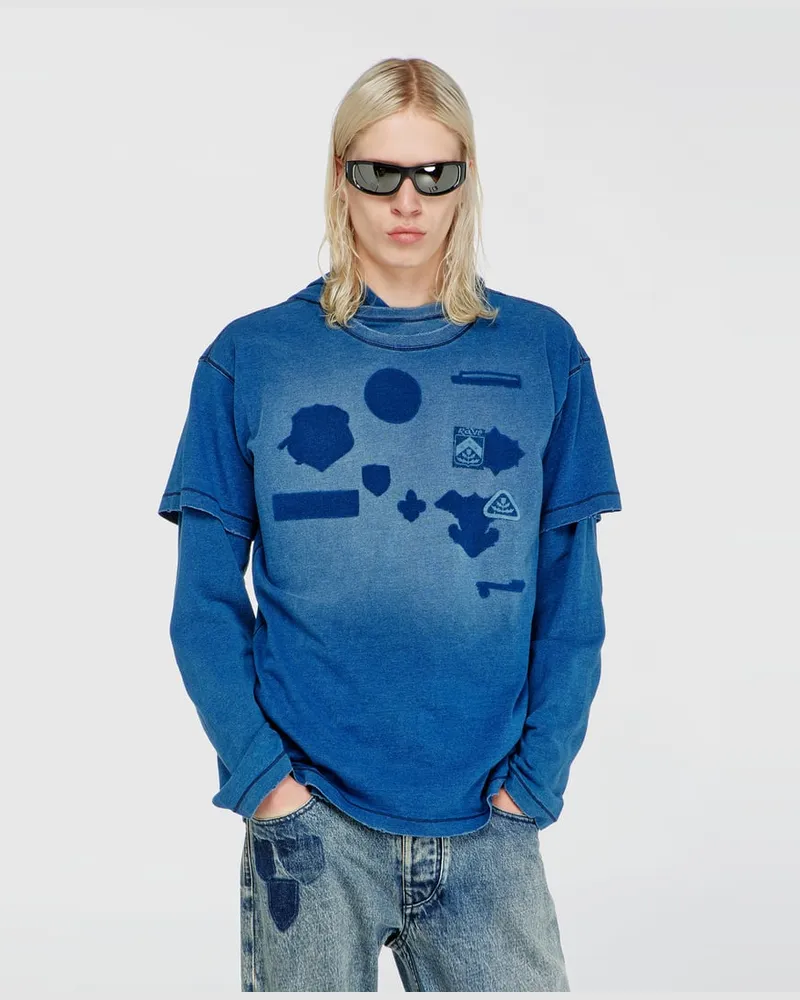 Diesel T-shirt mit patches mit schatteneffekt - T-Shirts - Herren - Blau Blau