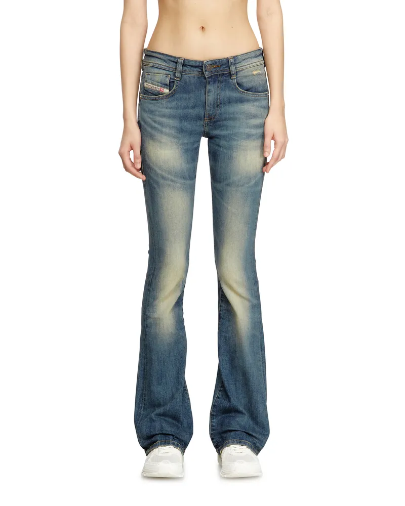 Diesel Bootcut Jeans Low Waist 1969 D-Ebbey, Mittelblau, Reißverschluss Blau