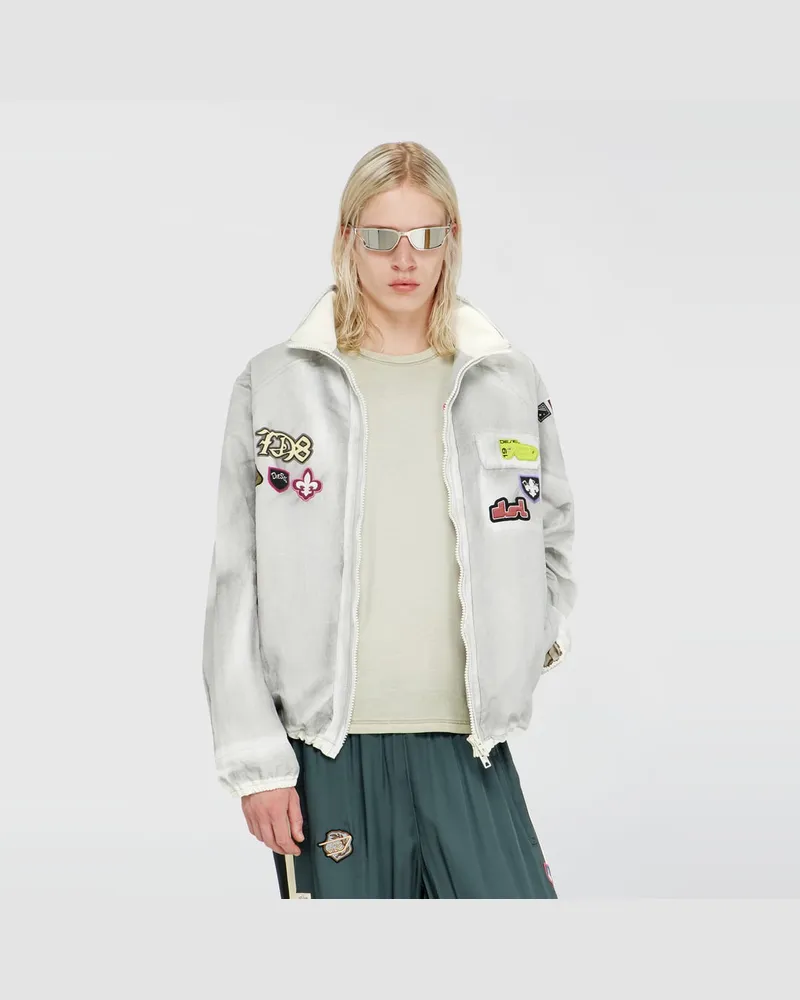 Diesel Windbreaker mit trompe-l'oeil patches - Jacken - Herren - Grau Grau