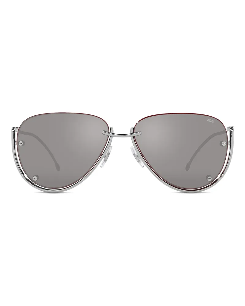 Diesel Brille in Pilotenform - Sonnenbrille - Unisex - Silber Silber