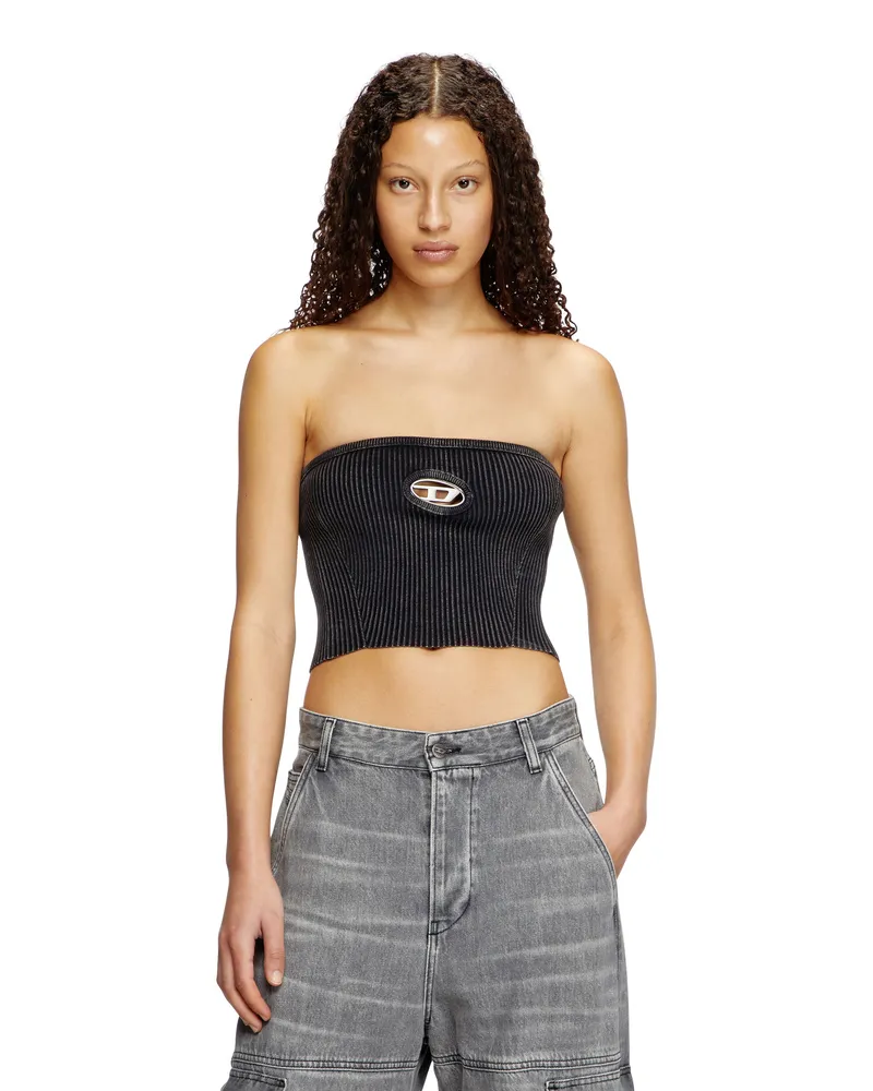Diesel Strick-Tube-Top mit Cut-out-Logo - Oberteile - Damen - Schwarz Schwarz