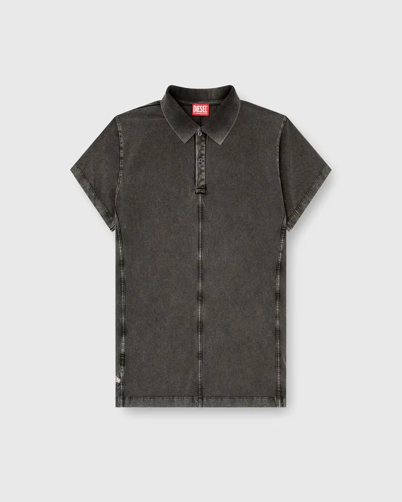 Diesel Poloshirt aus Jersey in Denim-Optik - Polohemden - Herren - Schwarz Schwarz