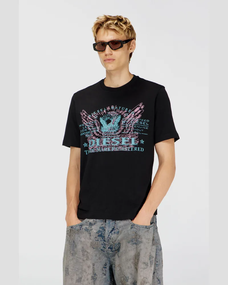 Diesel T-Shirt aus Baumwolle mit Grafikprint - T-Shirts - Herren - Schwarz Schwarz