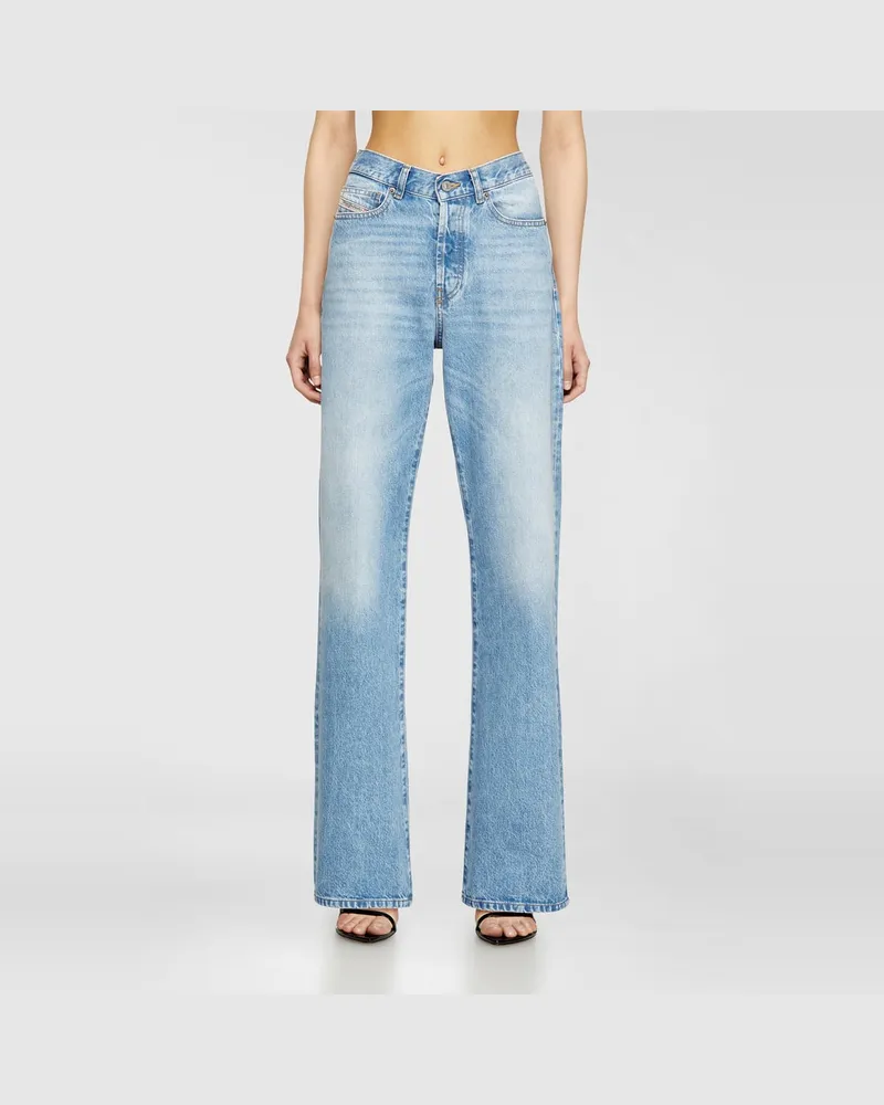 Diesel Regular Jeans High Waist 1971 D-Sent, Hellblau, Knopfverschluss Blau