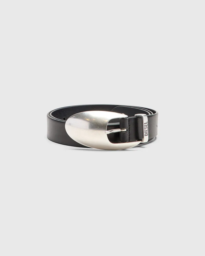 Diesel 3 cm Ledergürtel mit skulpturaler Schnalle - Gürtel - Herren - Schwarz Schwarz