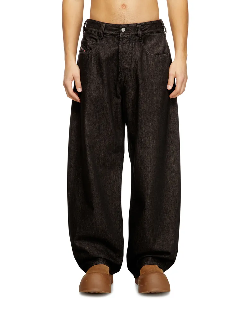 Diesel Relaxed Jeans Regular Waist 1997 D-Enim-M, Schwarz/Dunkelgrau, Knopfverschluss Schwarz