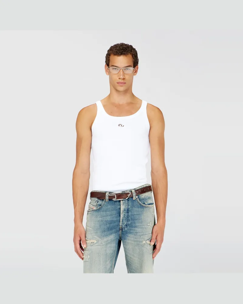 Diesel Schmal geschnittenes Baumwoll-Tanktop mit Oval D-Logo - T-Shirts - Herren - Weiss Weiss