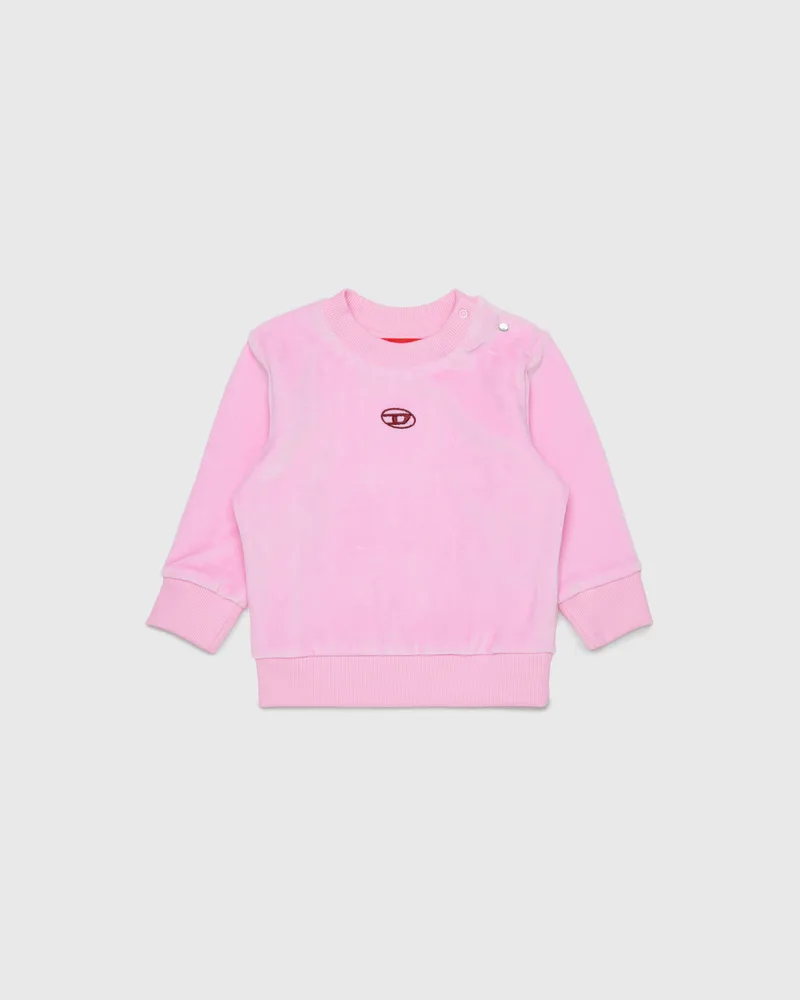 Diesel Sweatshirt aus Samt mit Oval D Stickerei - Sweatshirts - Herren - Rosa Rosa